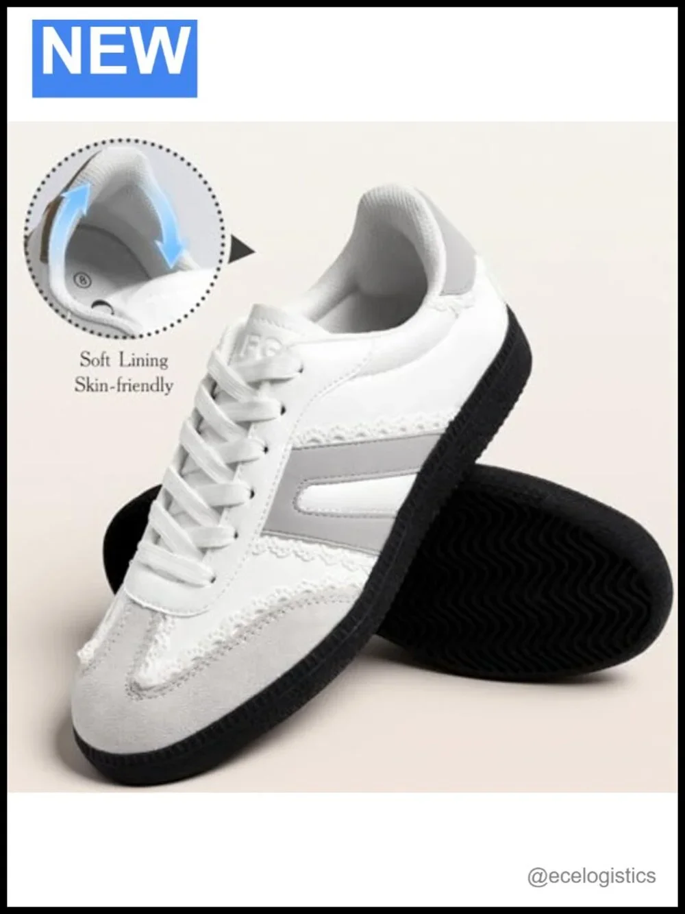 Women's Retro Lace Detail Casual Walking Sneakers with Anti-Slip Sole